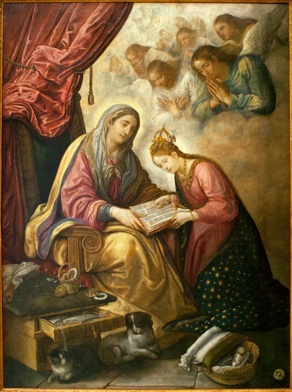 Die heilige Anna bringt der Jungfrau Maria das Lesen bei von Juan de Roelas