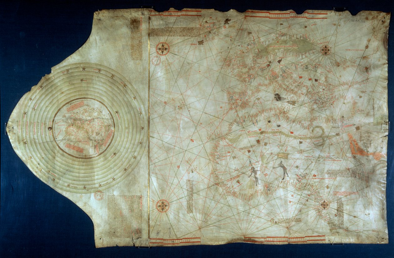 Seekarte von Juan de la Cosa, Kartograph und Begleiter des Seefahrers Christoph Kolumbus von Juan de la Cosa