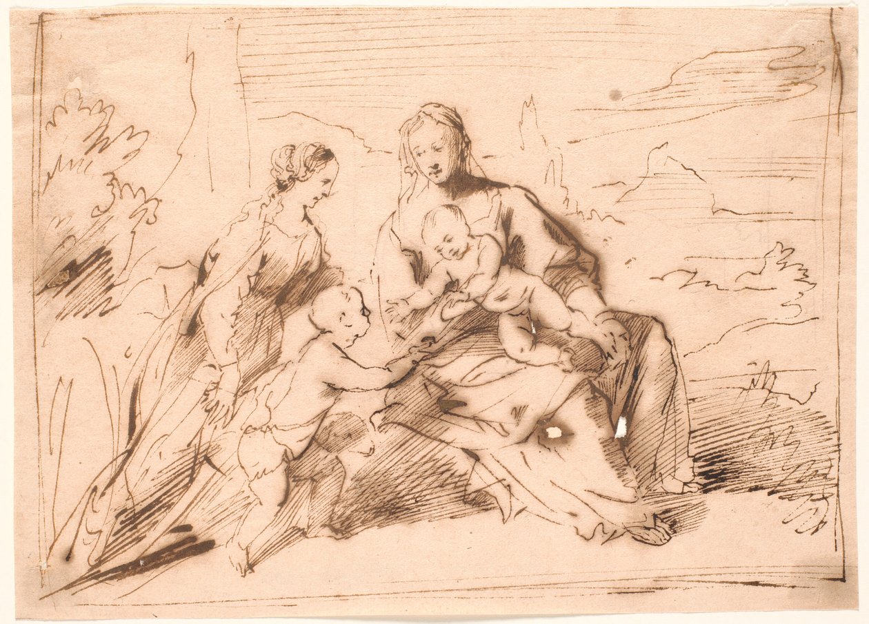 Maria mit den Kindern Jesus und Johannes sowie einer Heiligen von Jürgen Ovens
