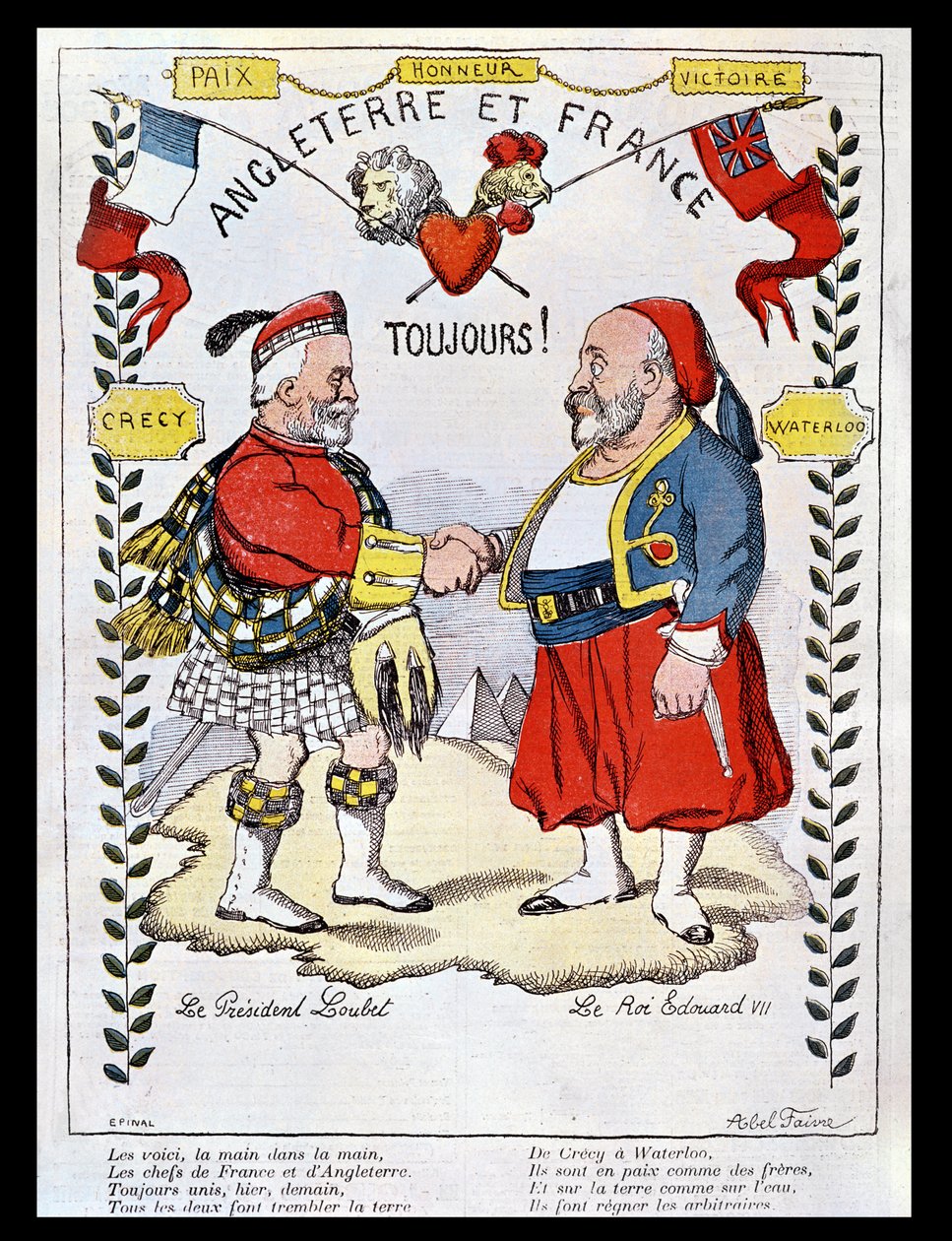 Die Entente Cordiale zwischen Frankreich und Großbritannien: Karikaturen von Präsident Loubet (1838-1929) und König Edward VII (1841-1910), Illustration aus 