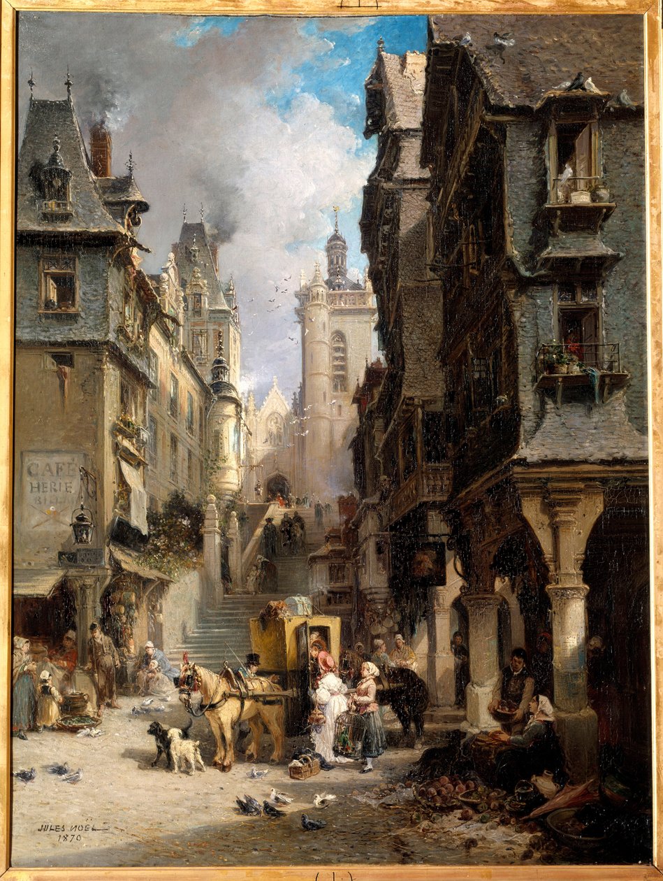 Eine Straße in Morlaix im Jahr 1830 von Jules Achille Noel