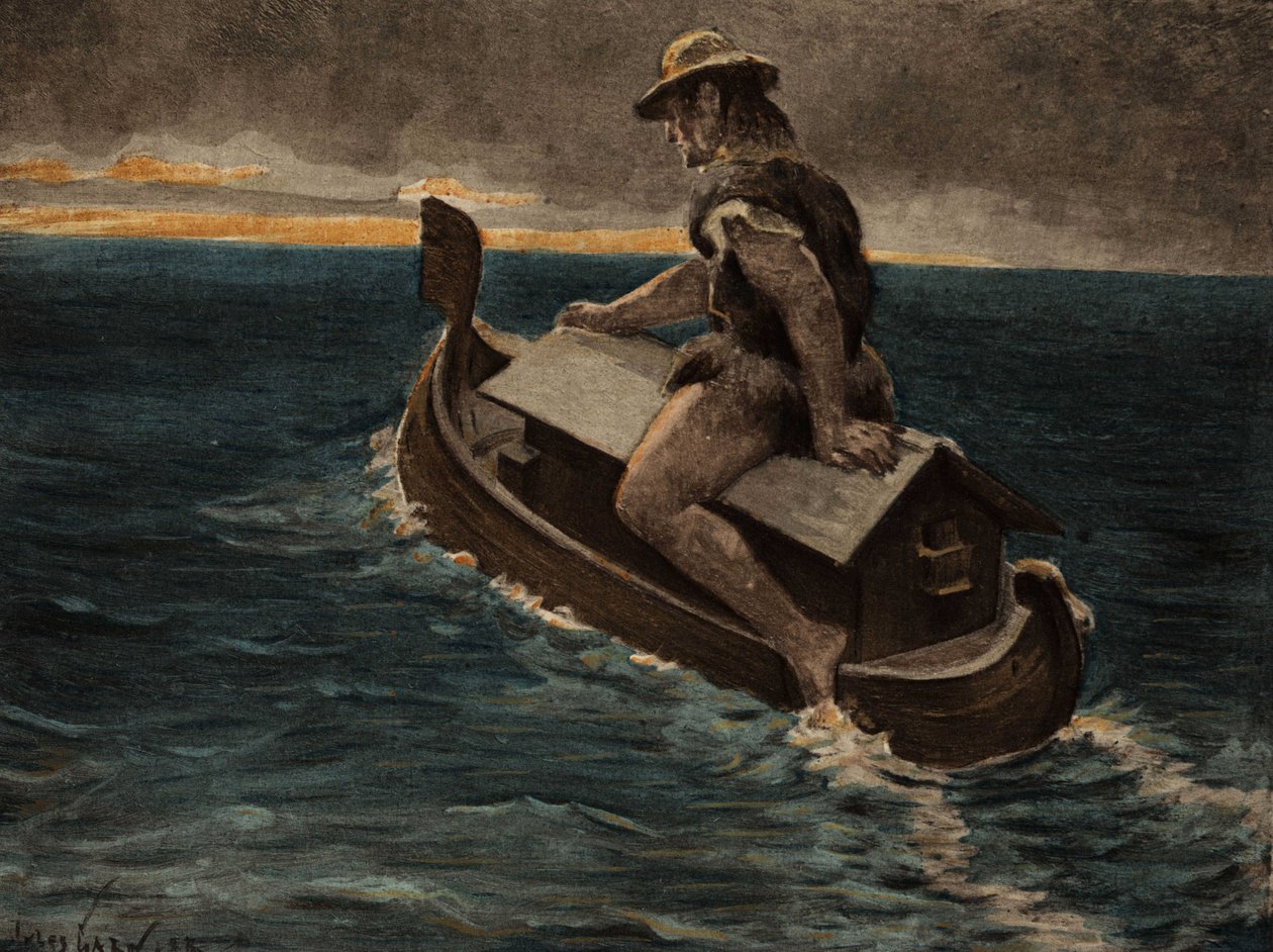 Hurtaly reitet auf der Arche Noahs. Illustration von Jules Garnier. In "Rabelais et l