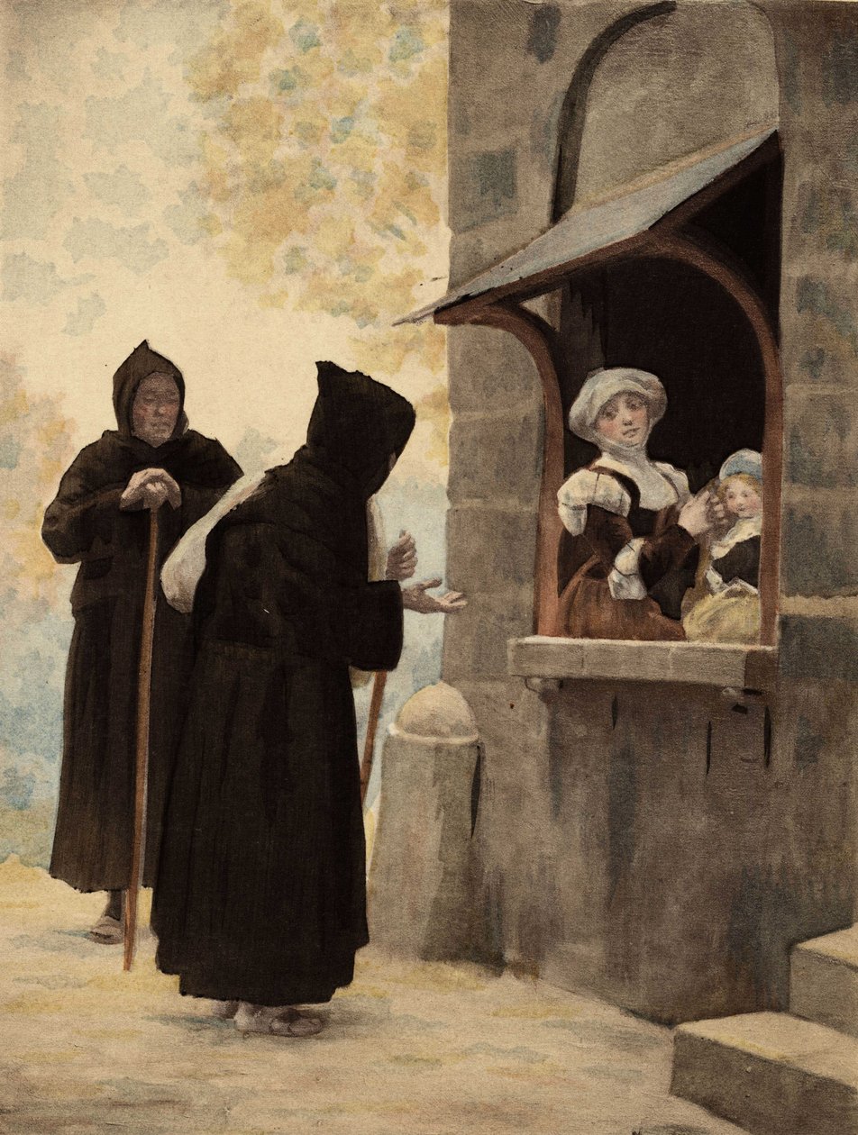 Panurge spricht zu den Nonnen des Ordens der Bettelbrüder. Pantagruel. Illustration von Jules Garnier. In „Rabelais et l