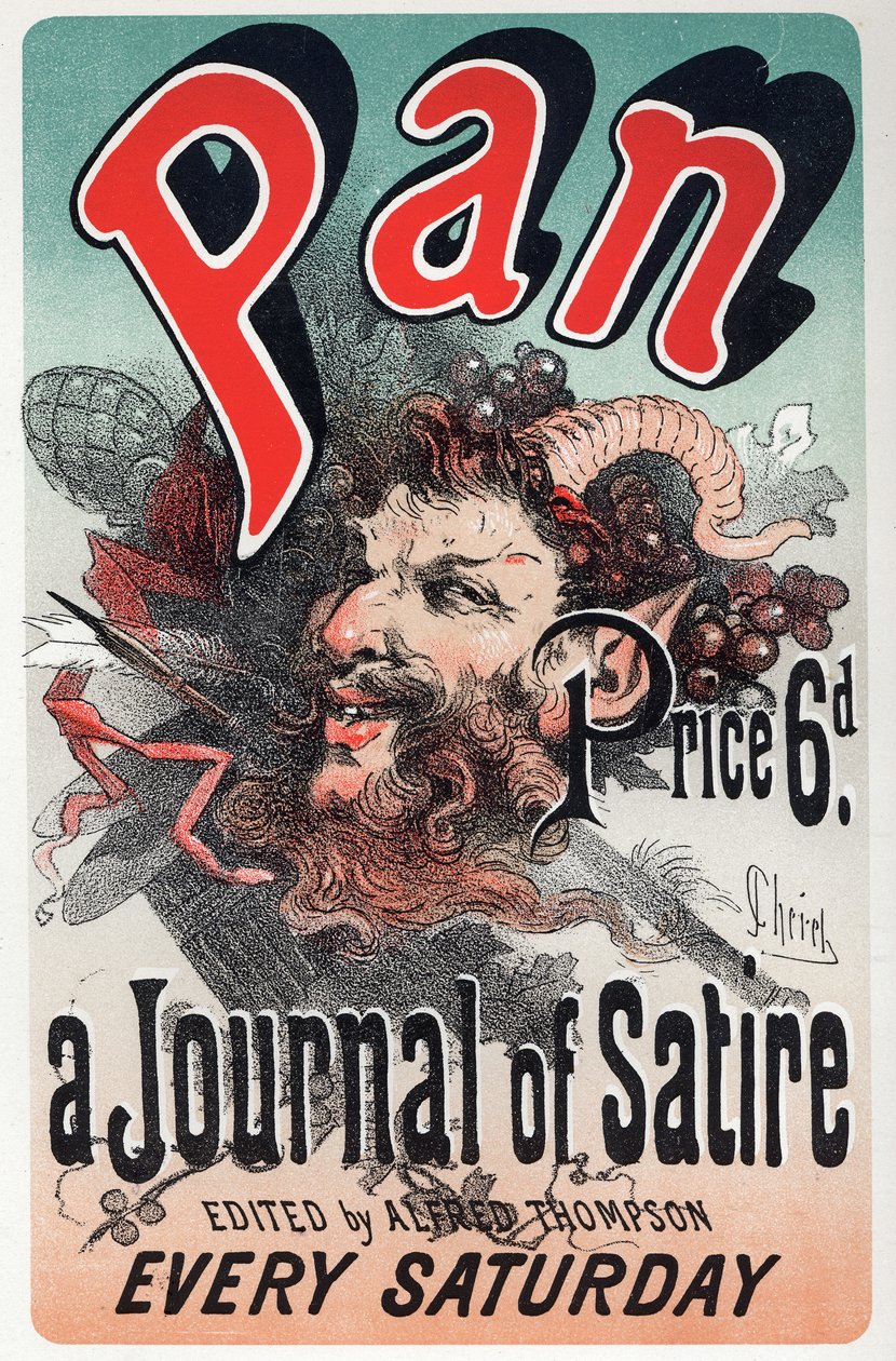 Literatur. Pan, satirische Zeitung. Plakat von Jules Cheret, England, um 1880 von Jules Cheret