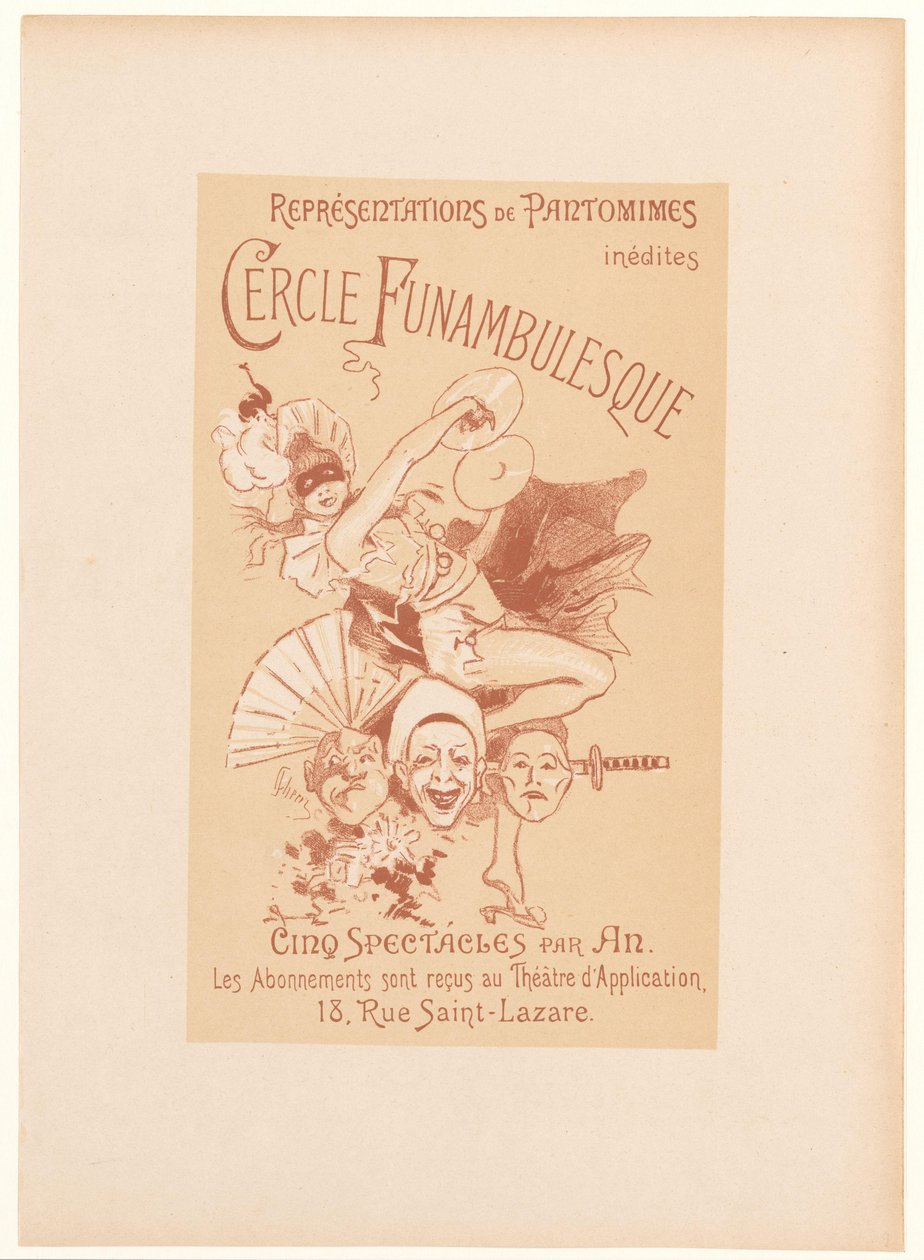 Werbekarte für den Cercle Funambulesque von Jules Cheret
