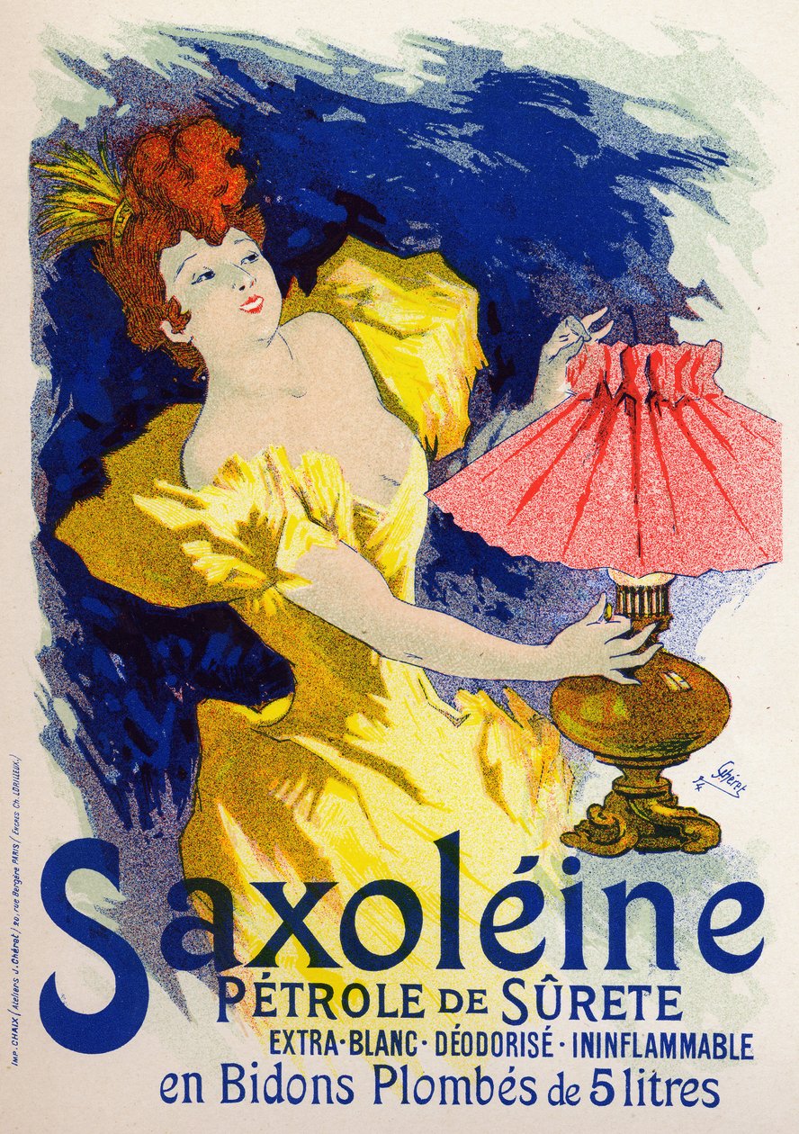 Saxoleine, Lampenöl. Plakat von Jules Cheret, Frankreich von Jules Cheret