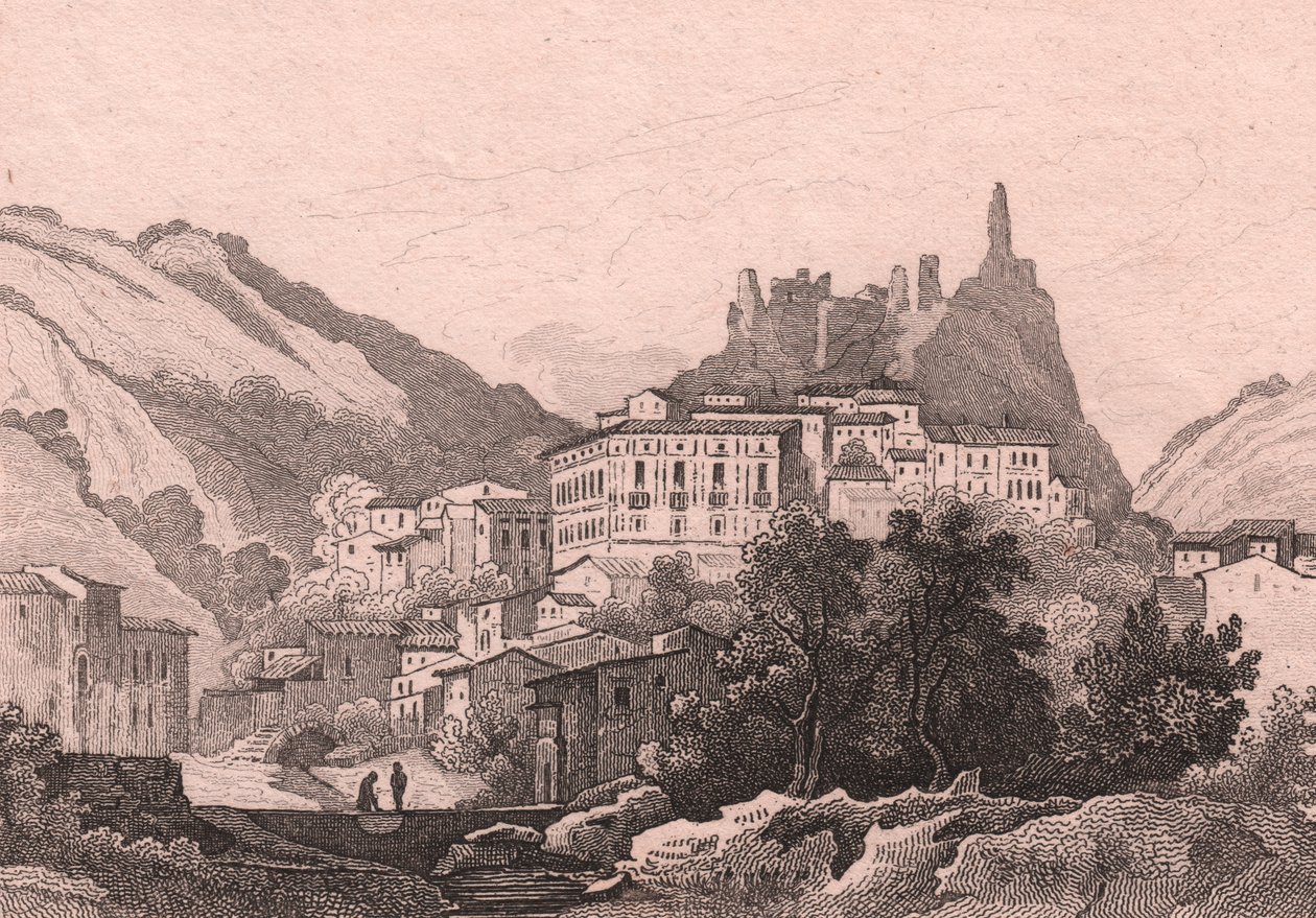 Ansicht von Nicastro, Kalabrien, Italien, Stahlstich von Dunaime nach einer Zeichnung von Jules Coignet von Jules Coignet