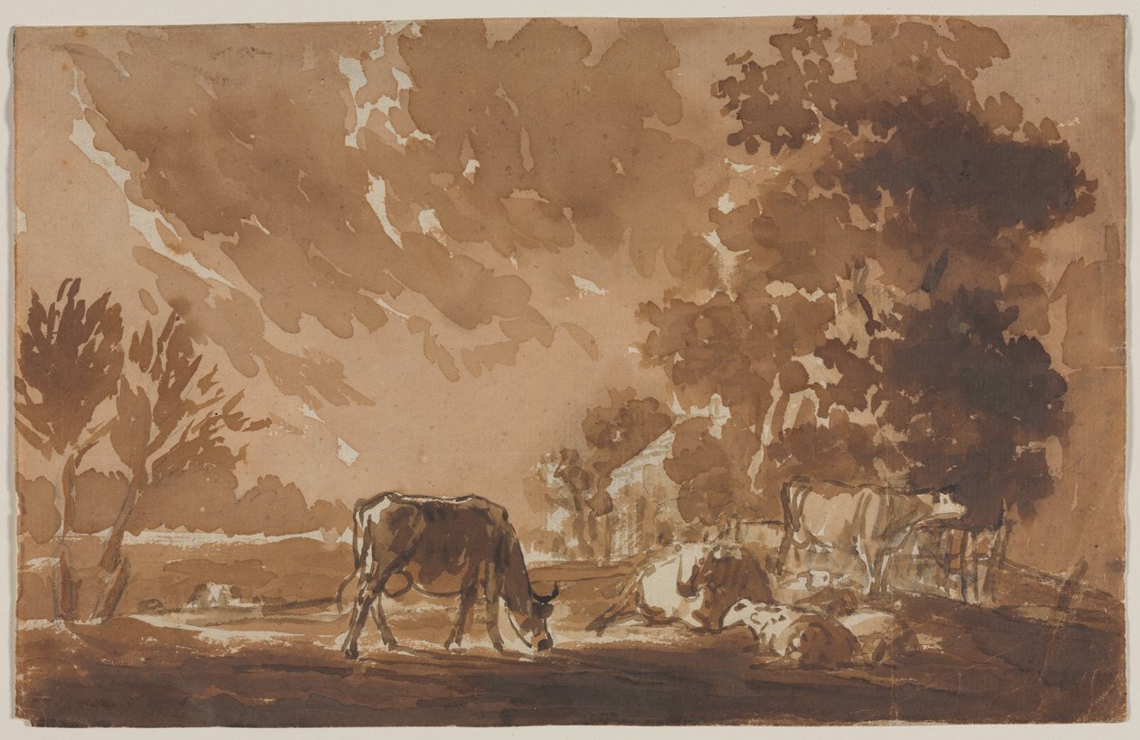 Landschaft mit Vieh, zweite oder letzte Drittel 1800er Jahre von Jules Dupré