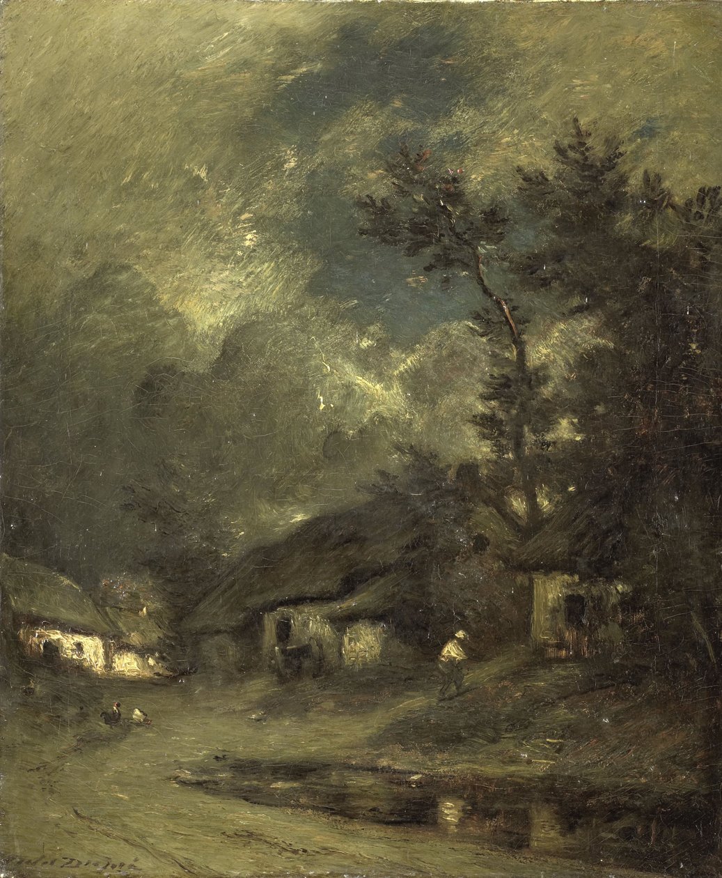 Ein Dorf bei Nacht von Jules Dupre
