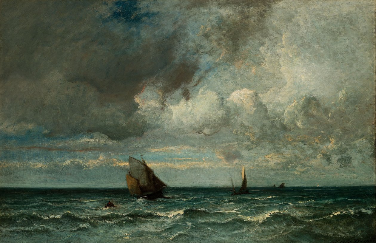Barken fliehen vor dem Sturm von Jules Dupré