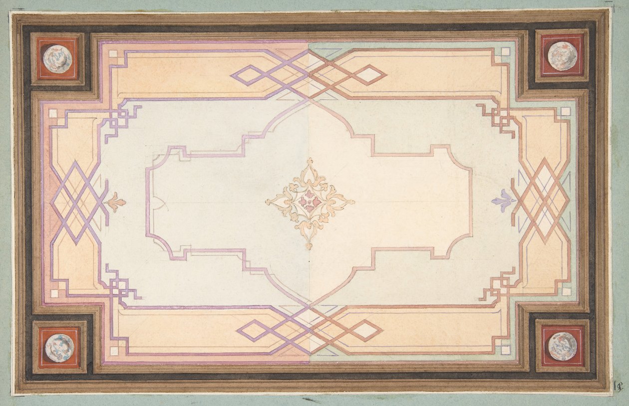 Entwurf für eine Decke von Jules Edmond Charles Lachaise and Eugène Pierre Gourdet