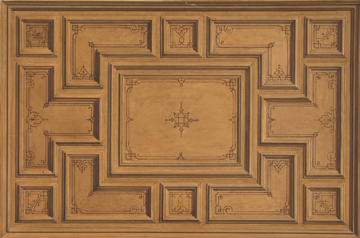 Entwurf für eine dekorierte Decke, 1840-97. Schöpfer: Jules-Edmond-Charles Lachaise, Eugène-Pierre Gourdet von Jules Edmond Charles Lachaise and Eugène Pierre Gourdet