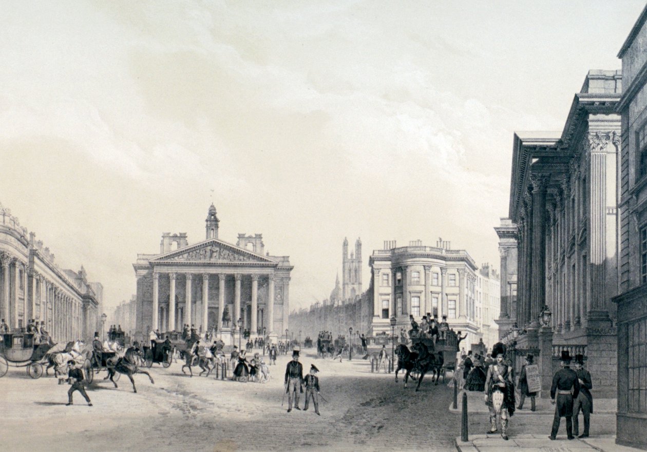 Die Bank von England, Royal Exchange und Mansion House, ca. 1850 von Jules Louis Arnout