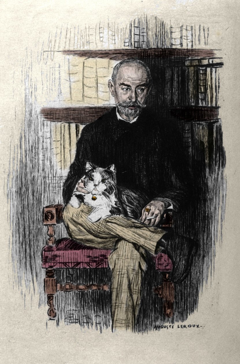 Porträt von Joris Karl Huysmans (1848-1907), Schriftsteller und Literaturkritiker. Zeichnung von Auguste Leroux (1871-1954). von Jules Marie Auguste Leroux