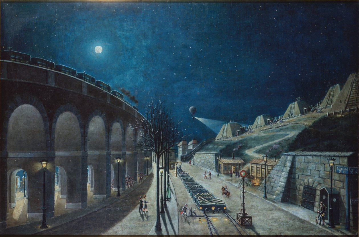 Das Viadukt Point-du-Jour und Bastion 35, März 1870 von Jules Mary