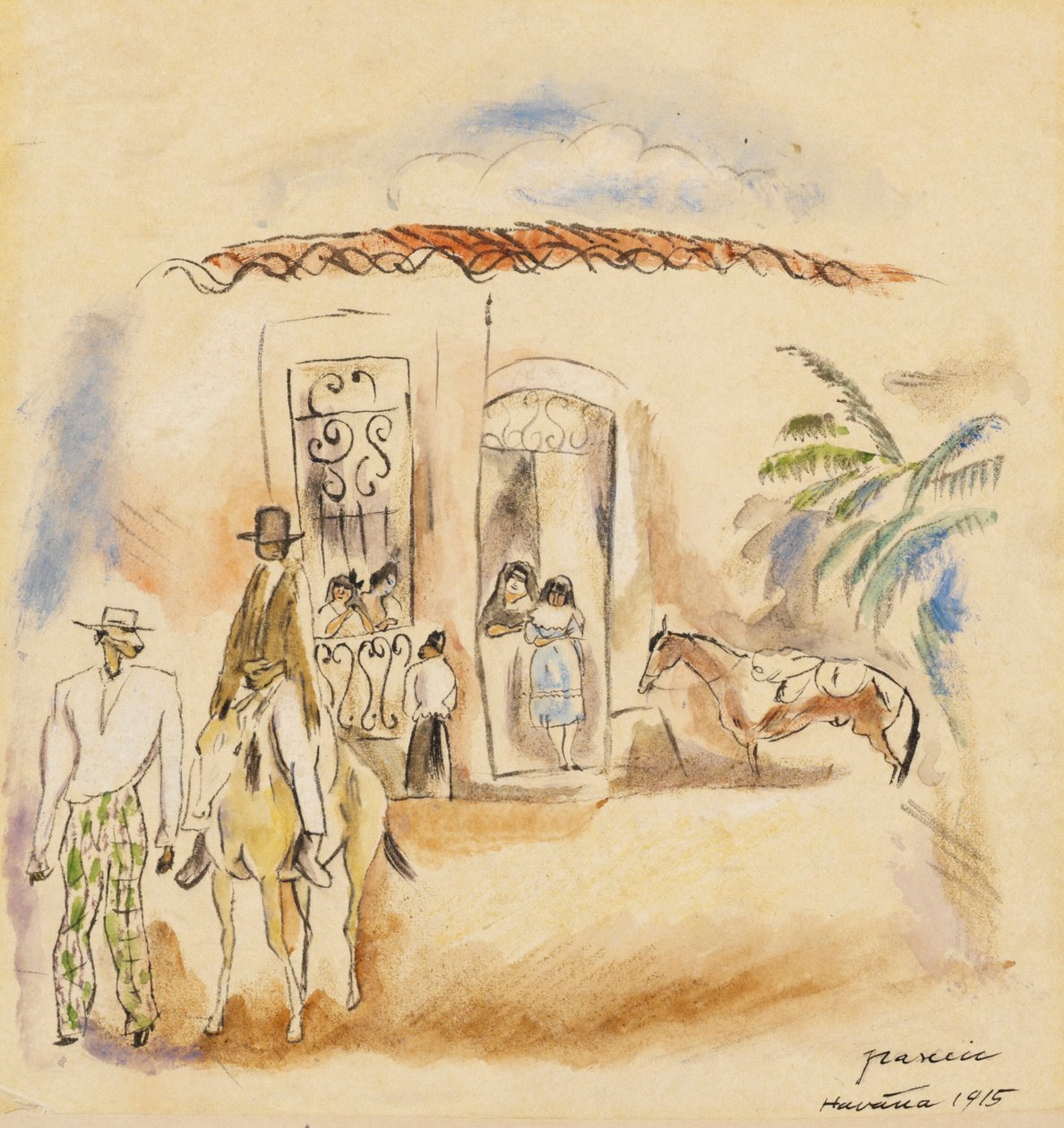 Landschaft mit Figuren, Havanna, 1915 von Jules Pascin