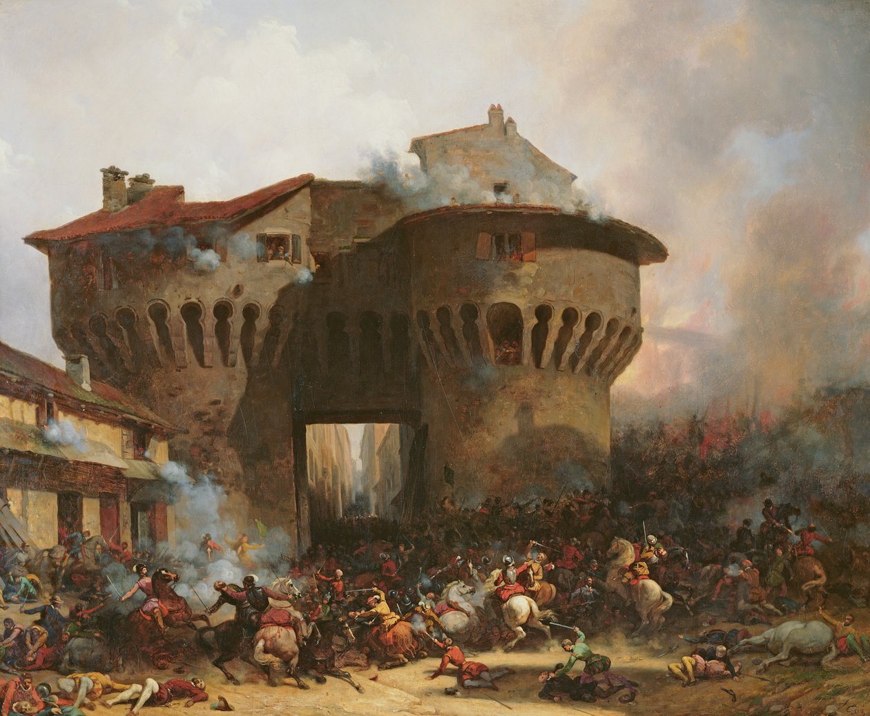 Kampf am Porte Pannessac im Jahr 1562, ca. 1833 von Julien Michel Gue