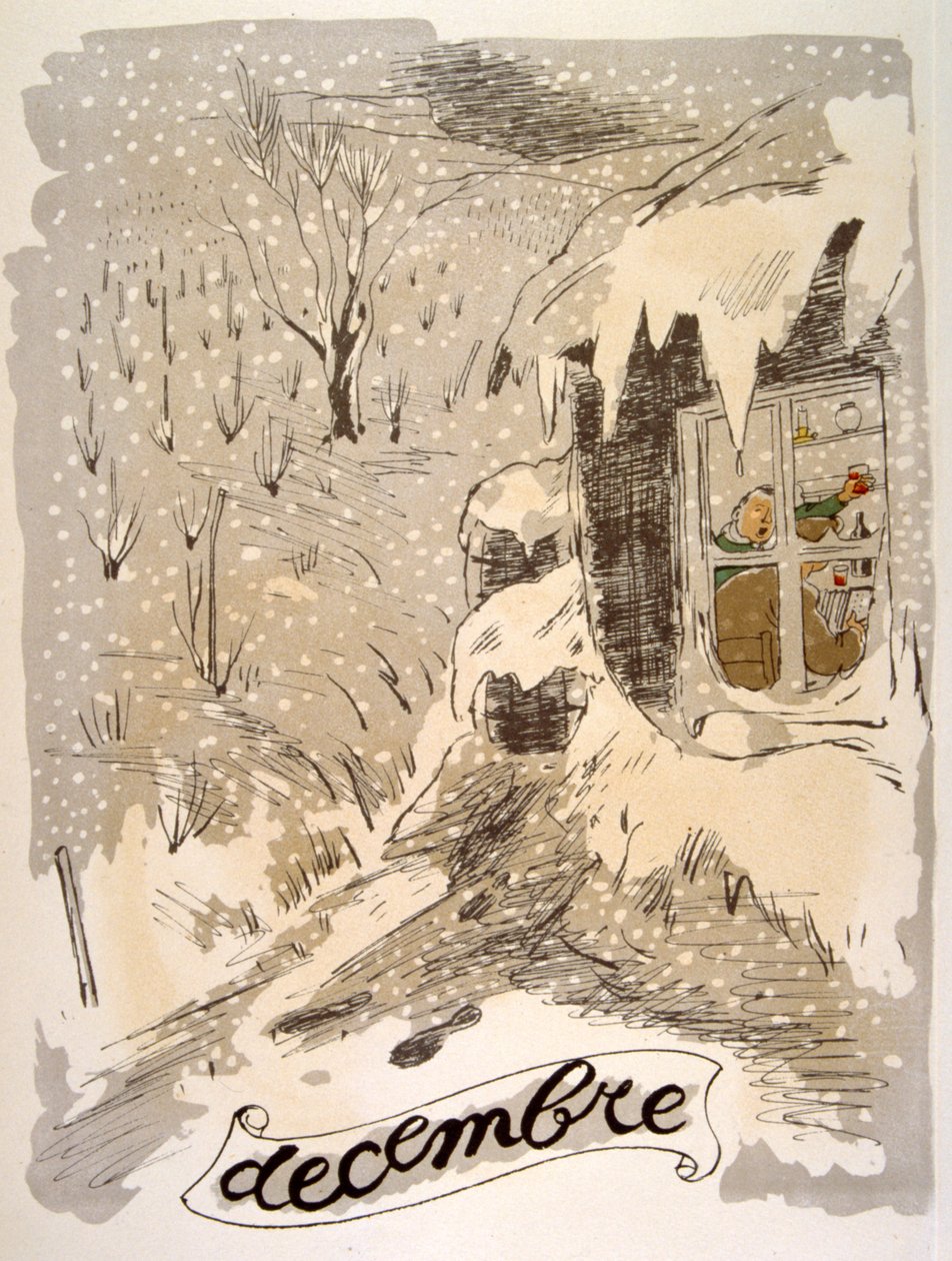 Humorvolle Weinillustration 1946. Illustration von Julien Pavil von Julien Pavil