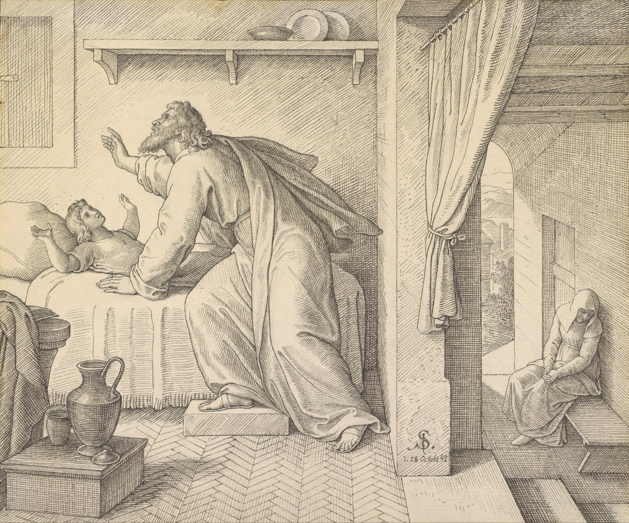 Elia erweckt den Sohn der Witwe von Zarephath von Julius Schnorr von Carolsfeld
