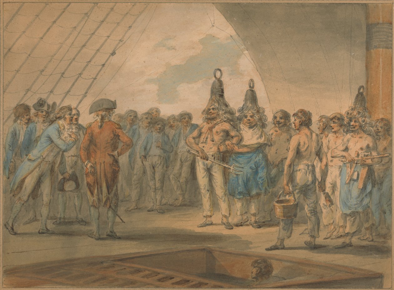 Überquerung der Linie Zeremonie an Bord des Schiffes, "Vestal" von Julius Caesar Ibbetson
