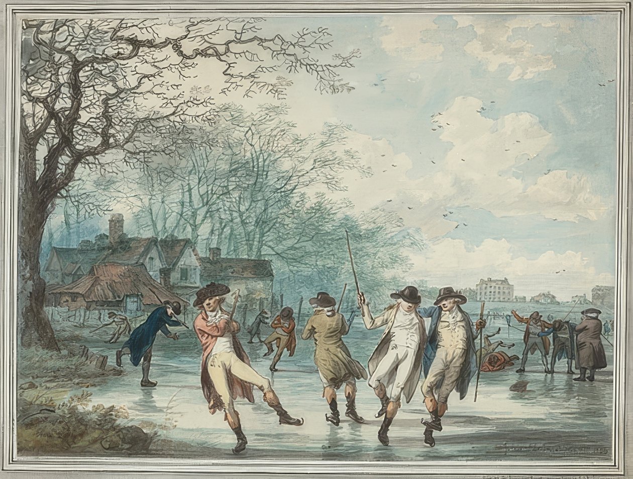 Schlittschuhläufer auf der Serpentine im Hyde Park von Julius Caesar Ibbetson
