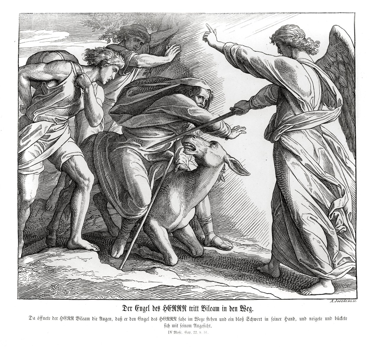 Bileam trifft den Engel des Herrn, Numeri von Julius Schnorr von Carolsfeld