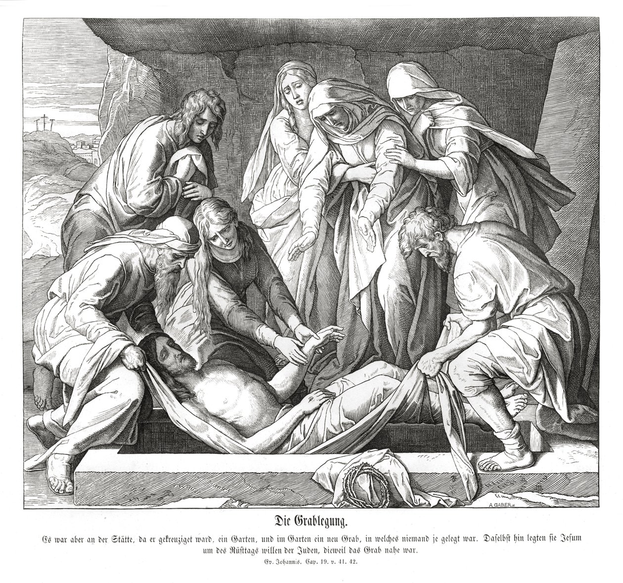 Begräbnis Jesu, Evangelium nach Johannes von Julius Schnorr von Carolsfeld