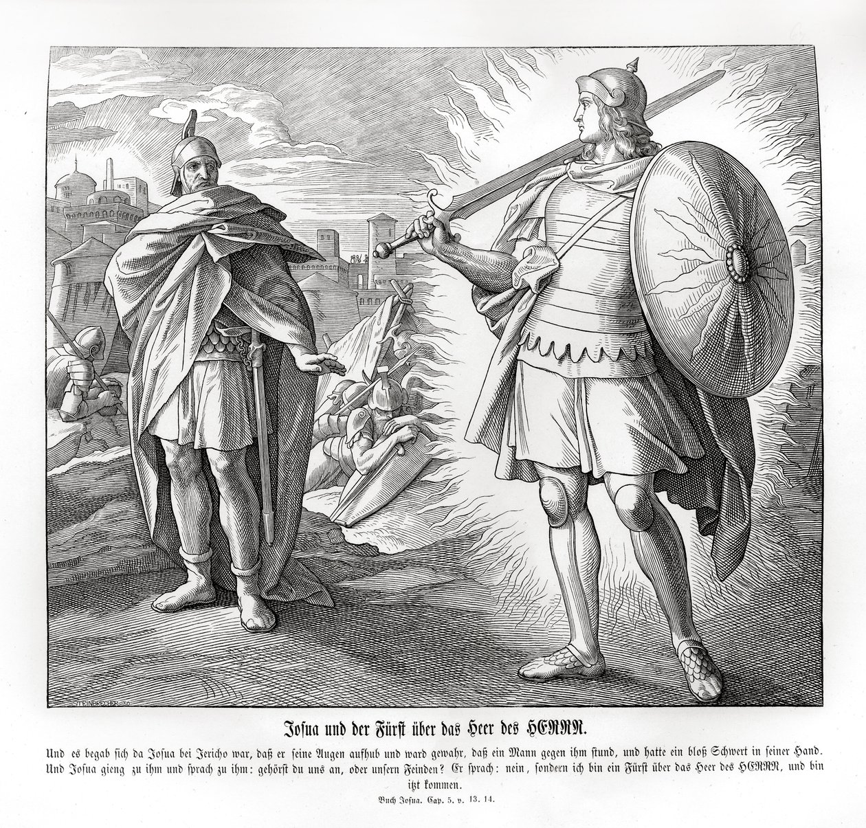 Der Anführer des Heeres des Herrn vor Jericho, Josua von Julius Schnorr von Carolsfeld