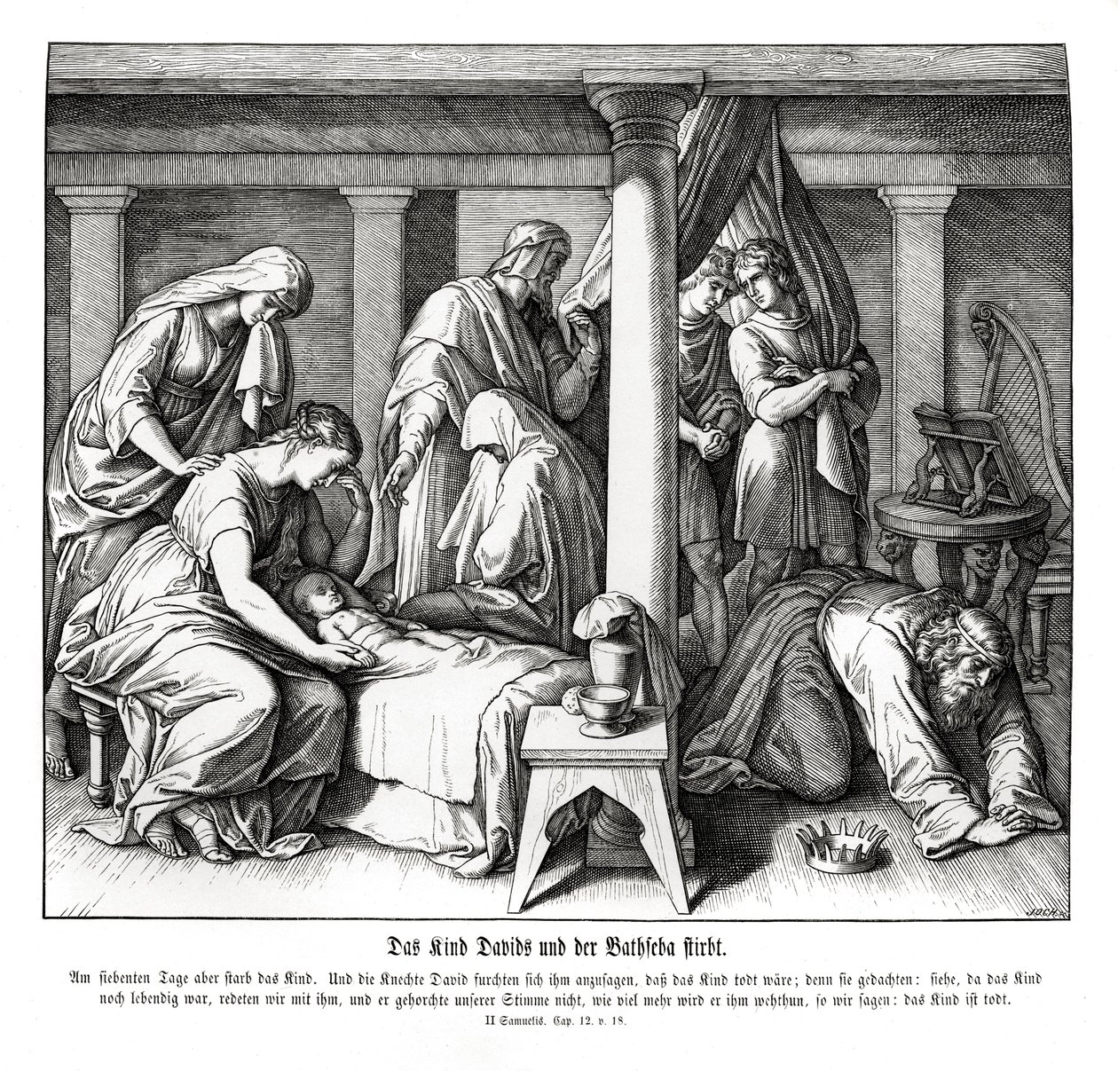 David und Bathsebas Kind stirbt, 2. Samuel von Julius Schnorr von Carolsfeld