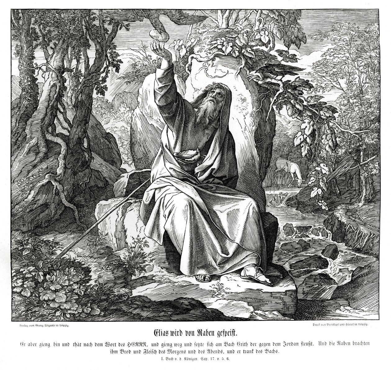 Elia wird von Raben gefüttert von Julius Schnorr von Carolsfeld