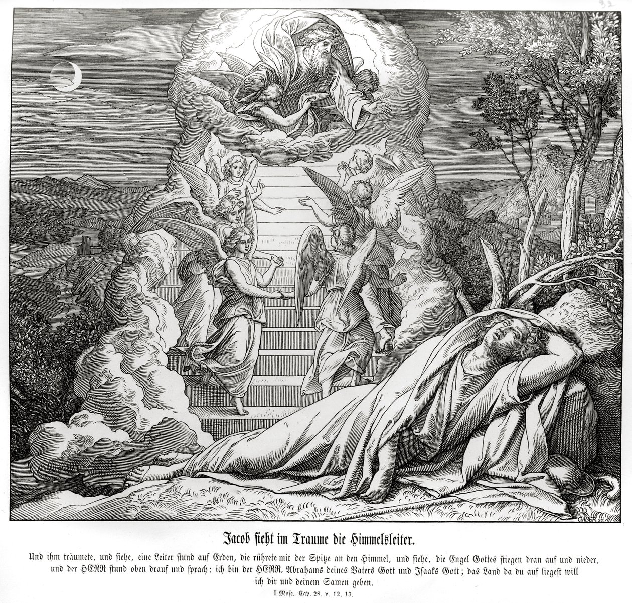 Jakob träumt von der Himmelsleiter, Genesis von Julius Schnorr von Carolsfeld