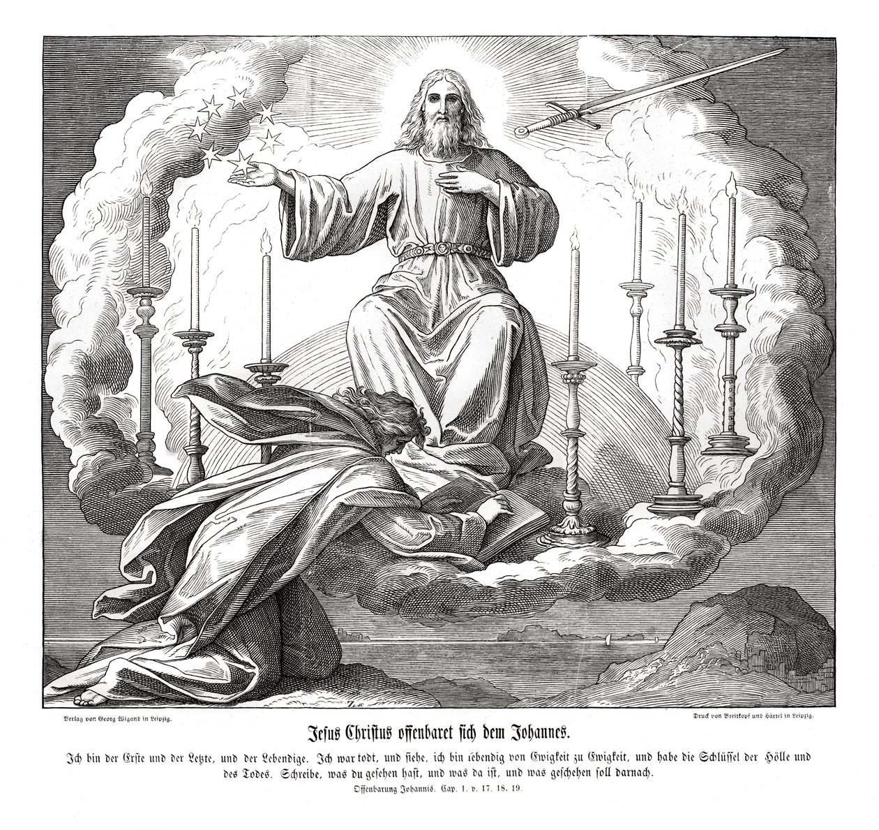 Jesus Christus offenbart sich Johannes, Offenbarung von Julius Schnorr von Carolsfeld