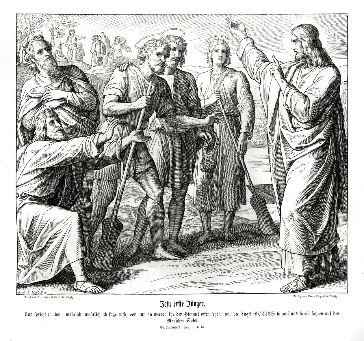 Jesus und Nathanael, Evangelium nach Johannes von Julius Schnorr von Carolsfeld