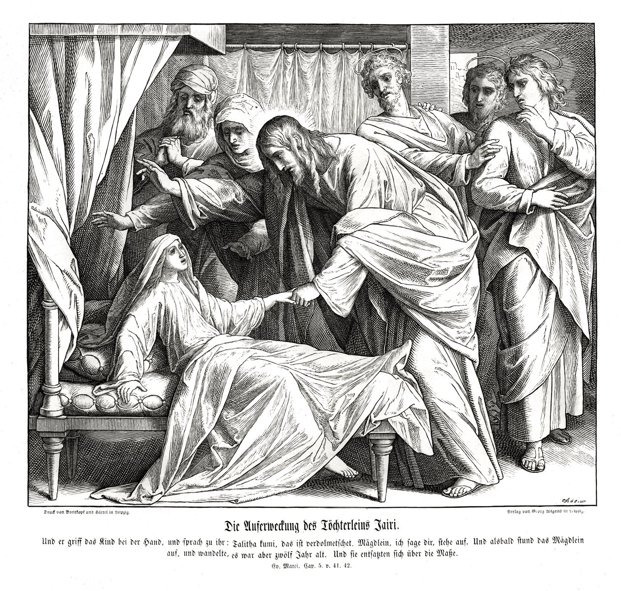 Jesus erweckt das kleine Mädchen, Evangelium nach Markus von Julius Schnorr von Carolsfeld