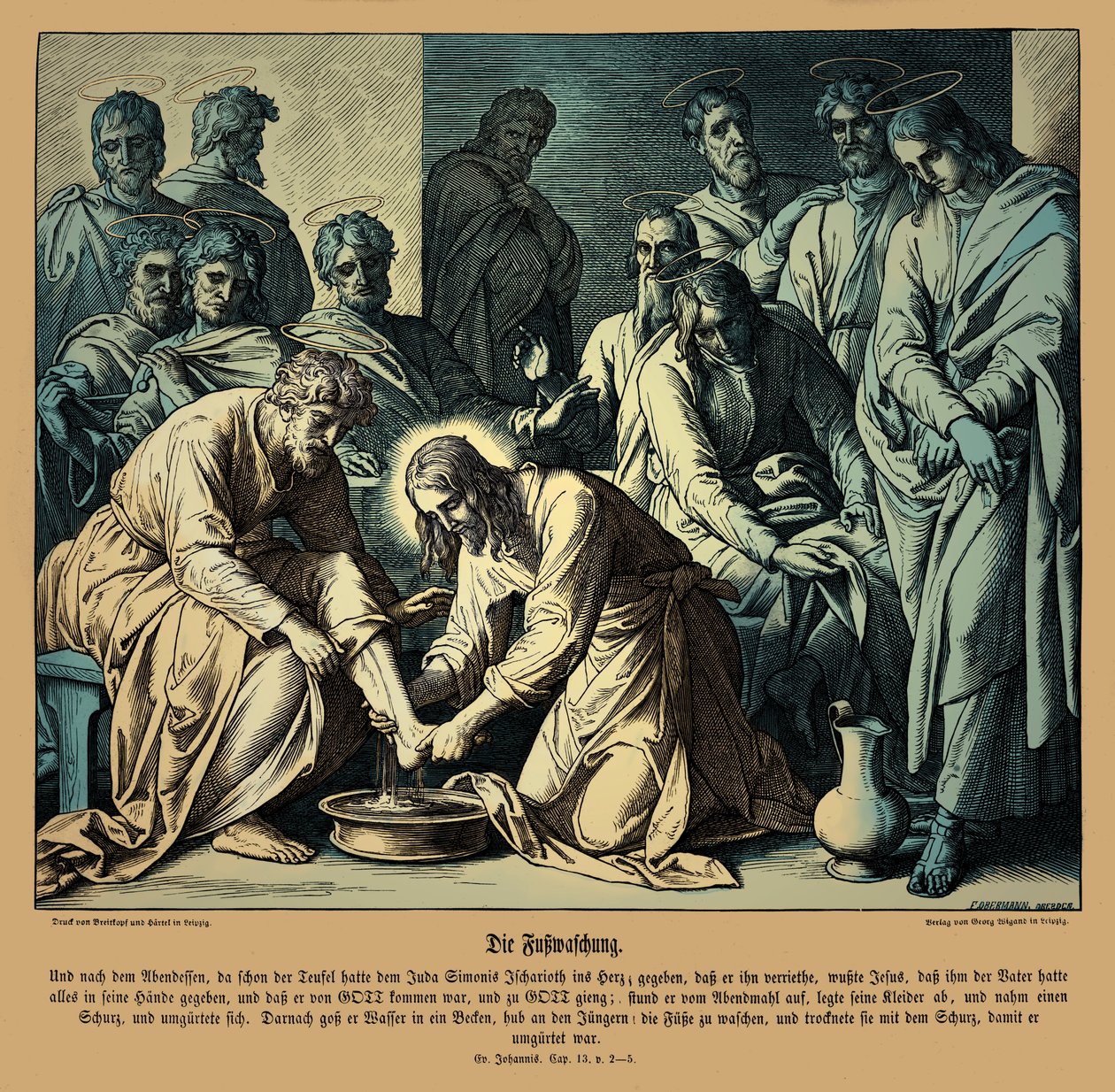Jesus wäscht seinen Jüngern die Füße, Evangelium nach Johannes von Julius Schnorr von Carolsfeld