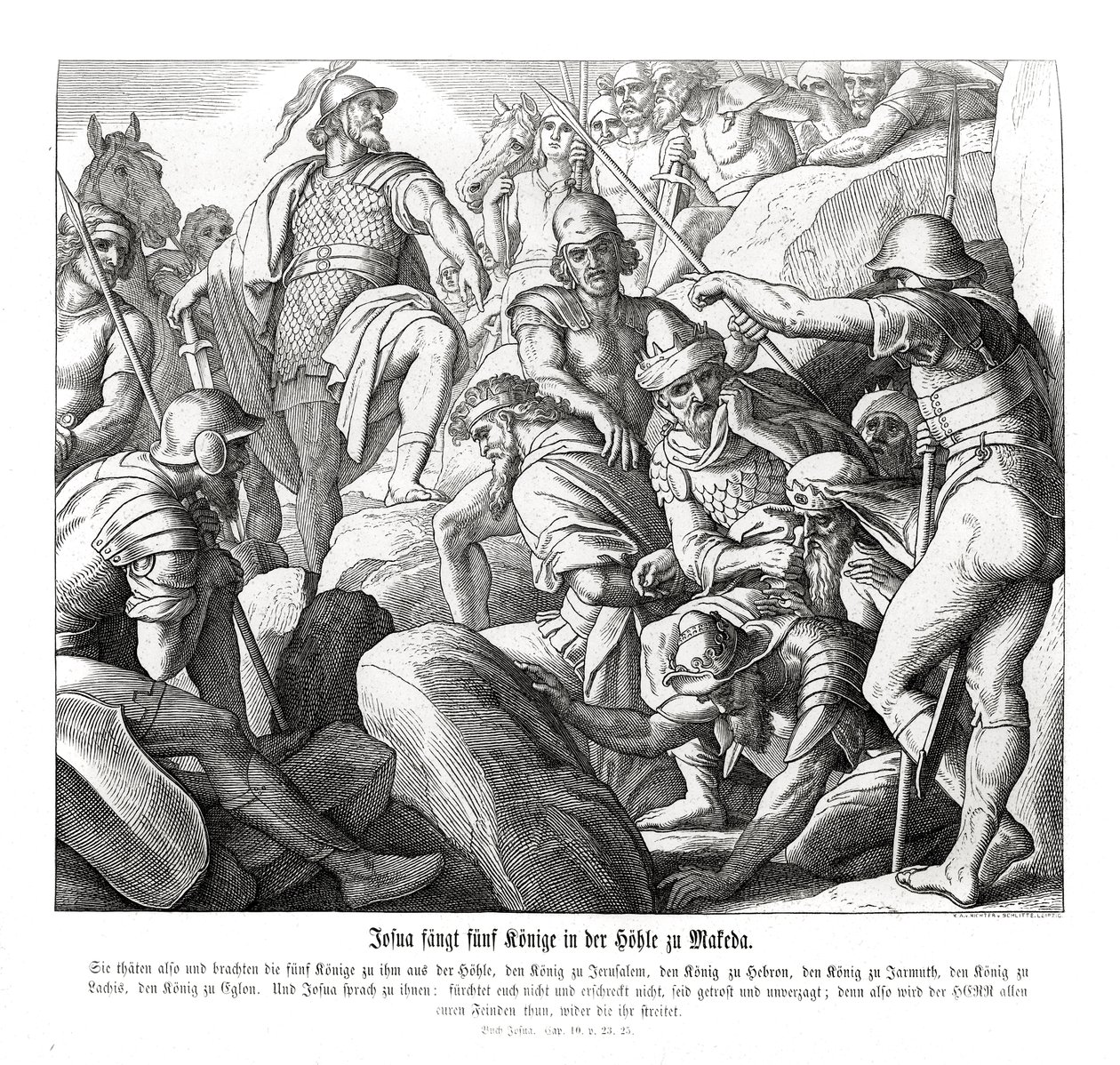 Josua ergreift fünf Könige in Makkeda, Josua von Julius Schnorr von Carolsfeld
