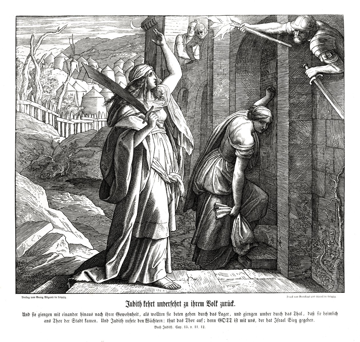 Judith kehrt zu ihrem Volk zurück, Buch Judith von Julius Schnorr von Carolsfeld