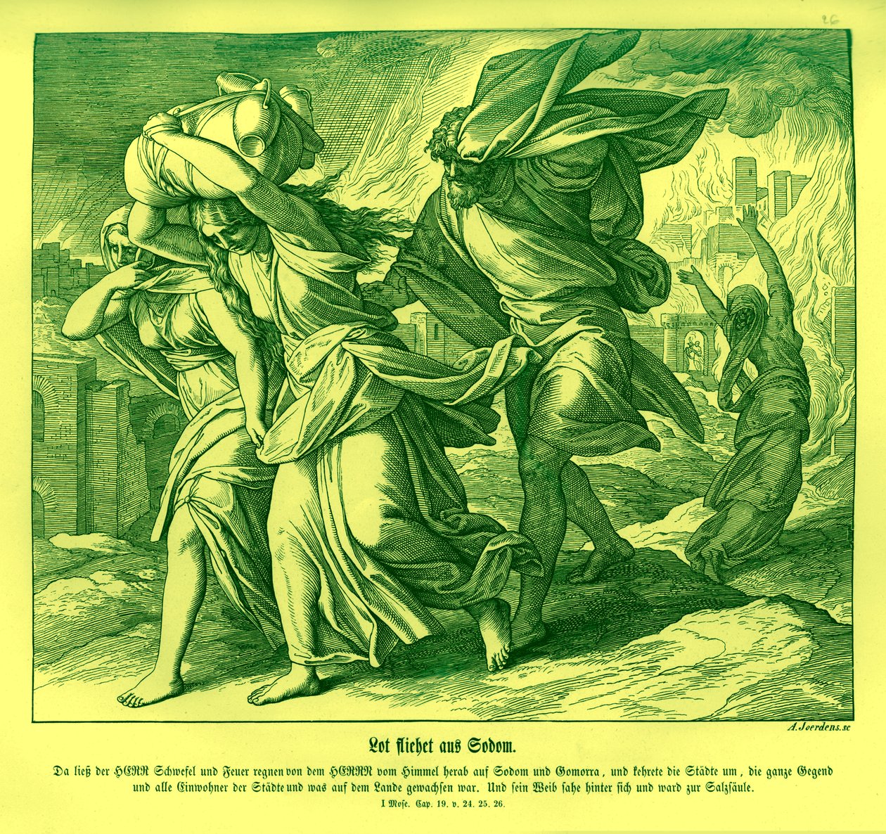 Lot und seine Familie fliehen aus Sodom, Genesis von Julius Schnorr von Carolsfeld