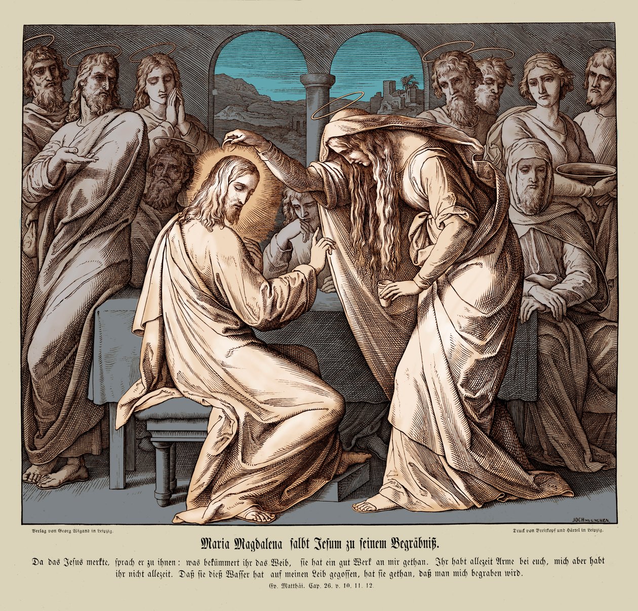 Maria Magdalena salbt Jesus, Evangelium nach Matthäus von Julius Schnorr von Carolsfeld