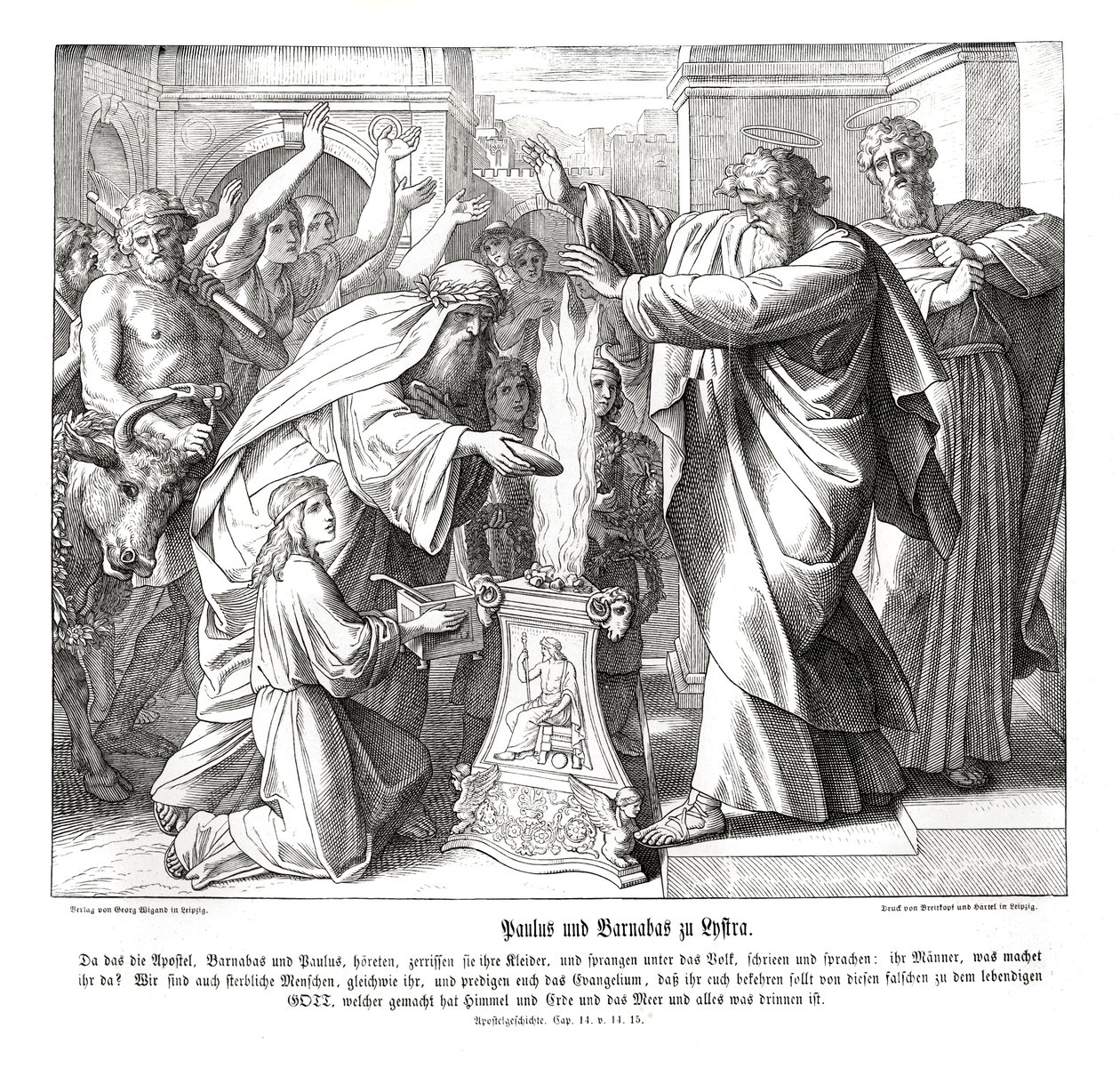 Paulus und Barnabas in Lystra, Apostelgeschichte von Julius Schnorr von Carolsfeld