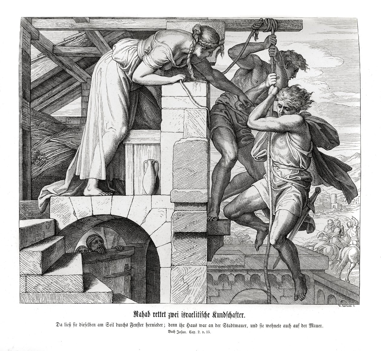 Rahab rettet zwei Israeliten, Josua von Julius Schnorr von Carolsfeld