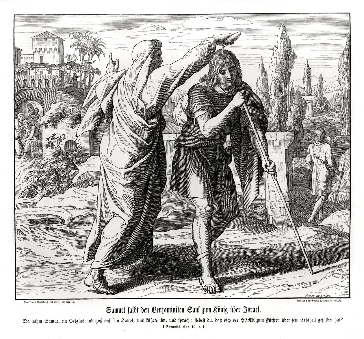 Samuel salbt Saul zum König von Israel von Julius Schnorr von Carolsfeld