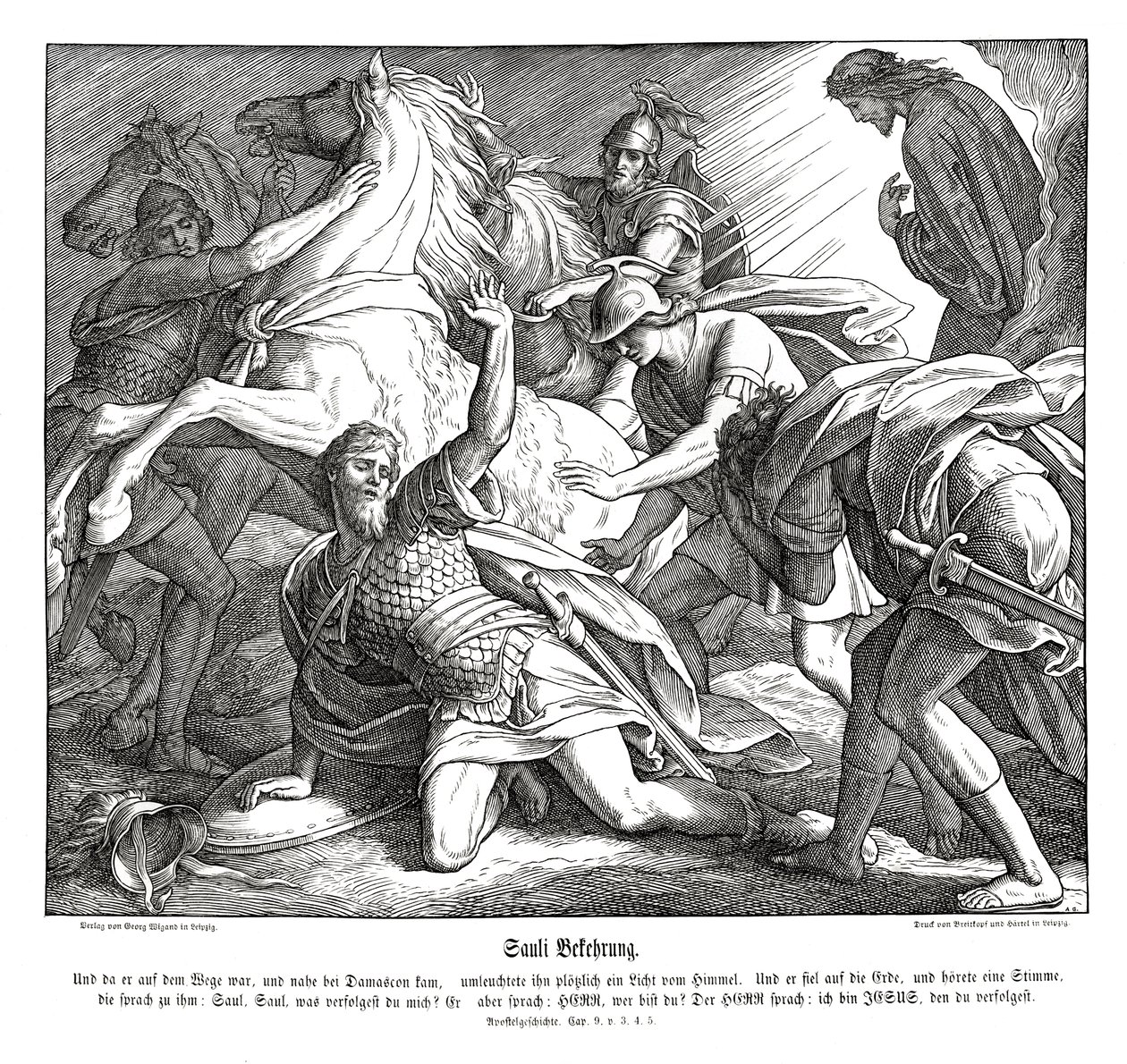 Saul auf dem Weg nach Damaskus, Apostelgeschichte von Julius Schnorr von Carolsfeld