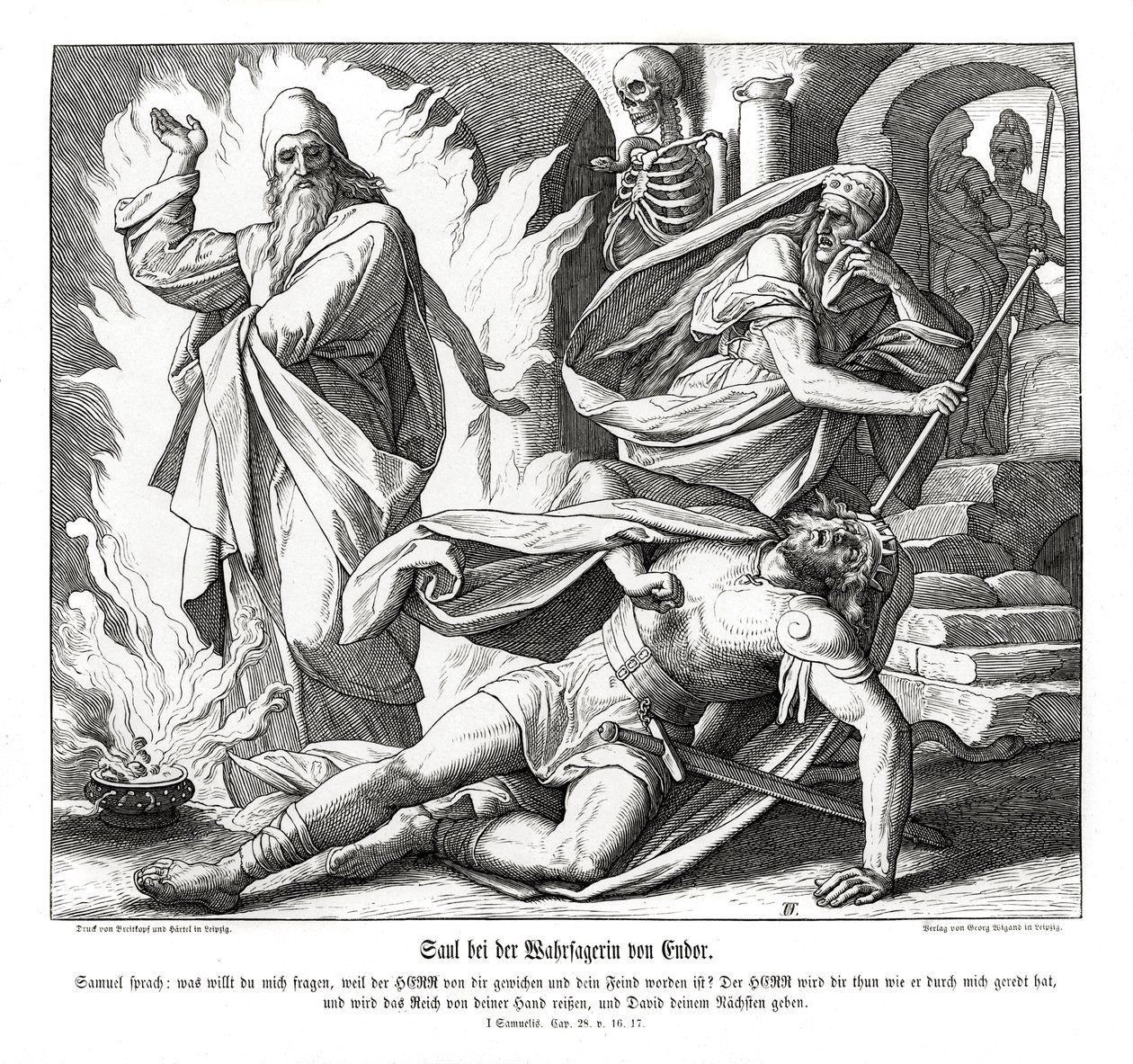 Saul bei der Hexe von Endor von Julius Schnorr von Carolsfeld