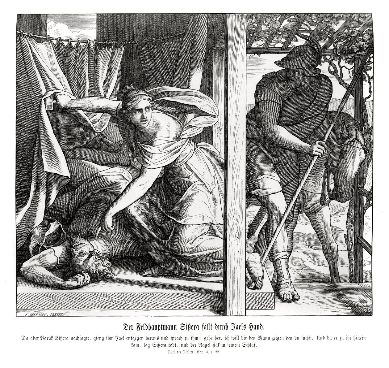 Sisera wird von Jael getötet, Richter von Julius Schnorr von Carolsfeld