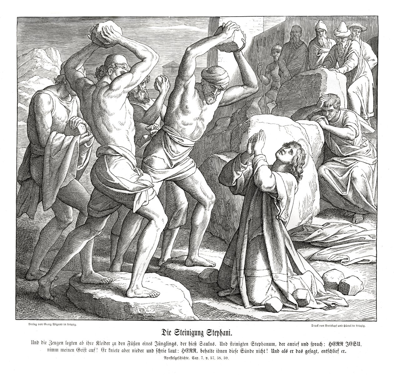 Steinigung des Stephanus, Apostelgeschichte von Julius Schnorr von Carolsfeld