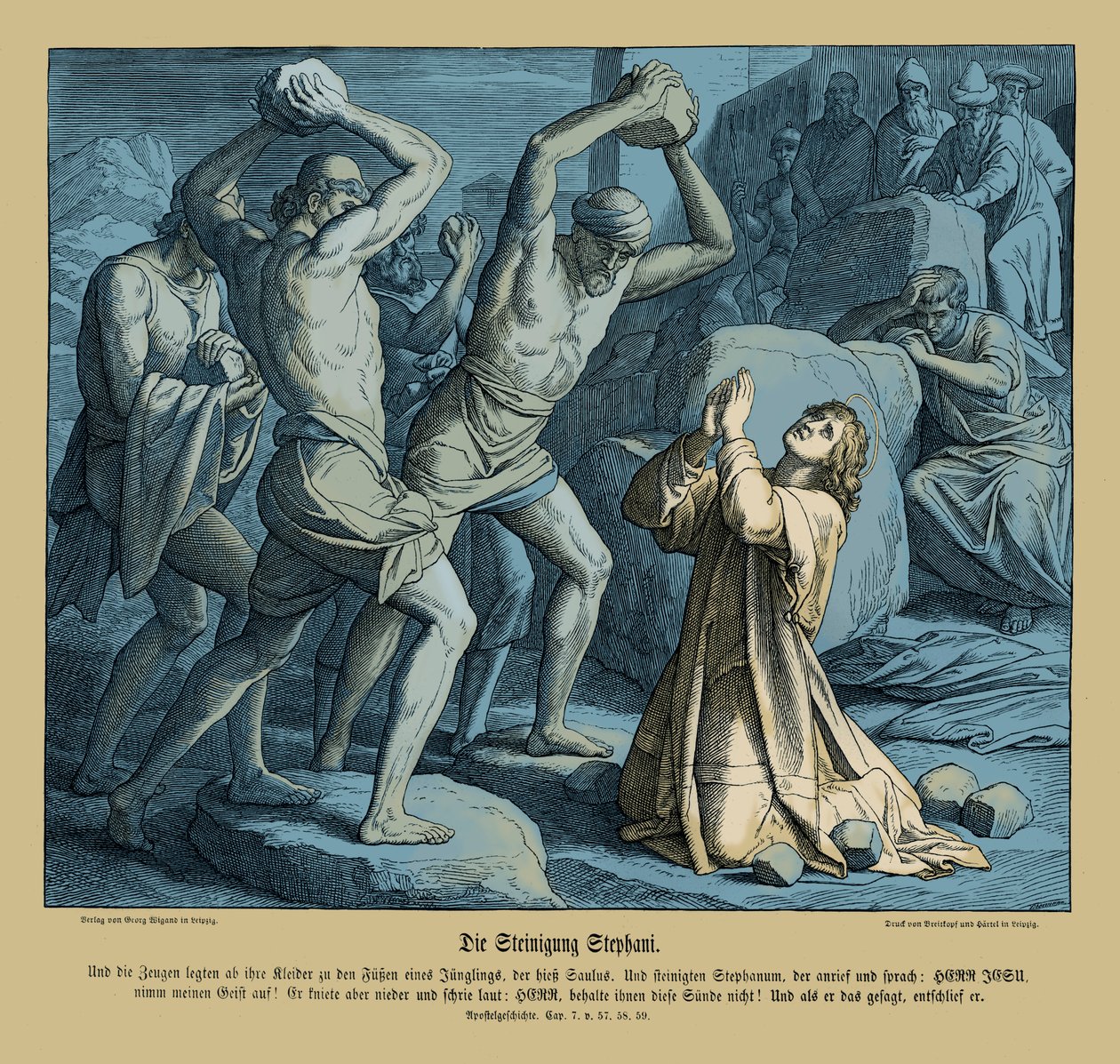 Steinigung des Stephanus, Apostelgeschichte von Julius Schnorr von Carolsfeld