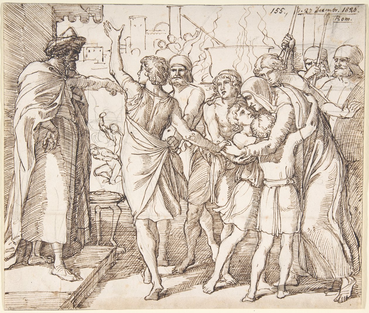 Das Martyrium der sieben Brüder; verso: Skizze zweier ringender Männer (?) von Julius Schnorr von Carolsfeld