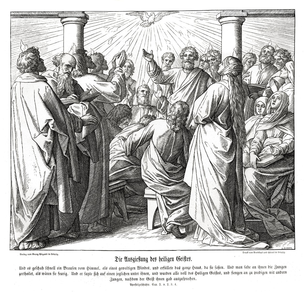Die Apostel werden mit dem Heiligen Geist erfüllt, Apostelgeschichte von Julius Schnorr von Carolsfeld