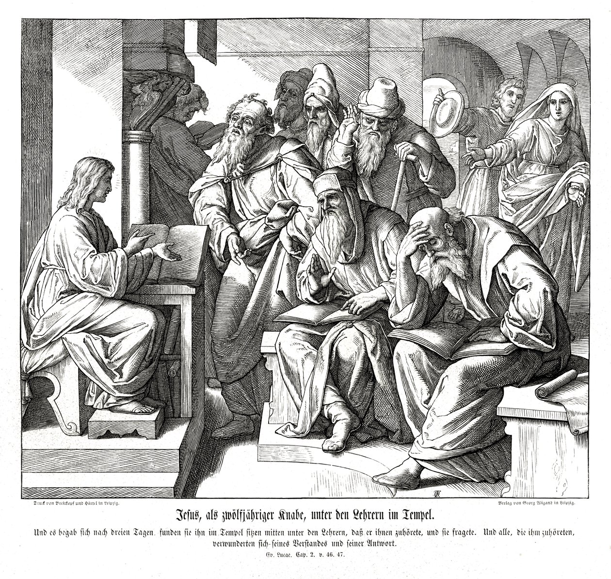 Das Jesuskind im Tempel, Evangelium nach Lukas von Julius Schnorr von Carolsfeld